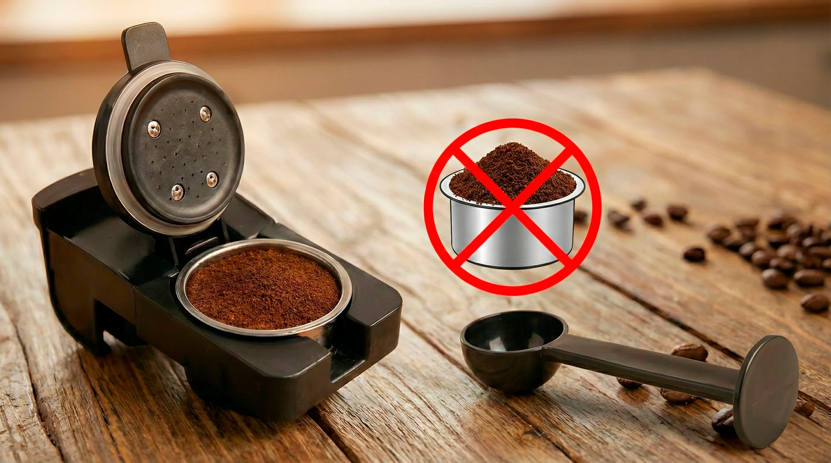 Правильная дозировка молотого кофе в адаптере Alvatto