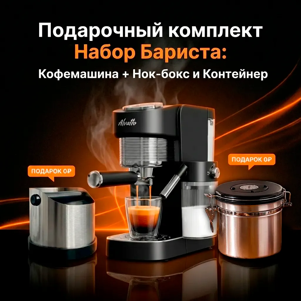 Подарочный комплект «Набор Бариста»: Рожковая кофемашина с автокапучинатором + 2 аксессуара