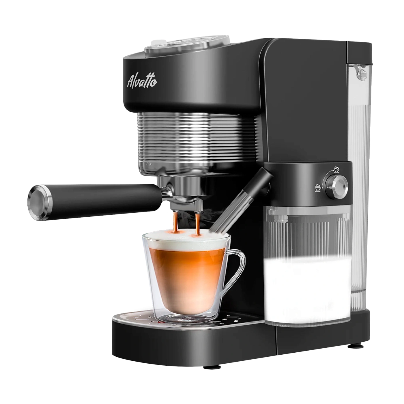 Рожковая кофемашина Альватто Корнет Про с автоматическим капучинатором, 20 бар, сенсорный дисплей