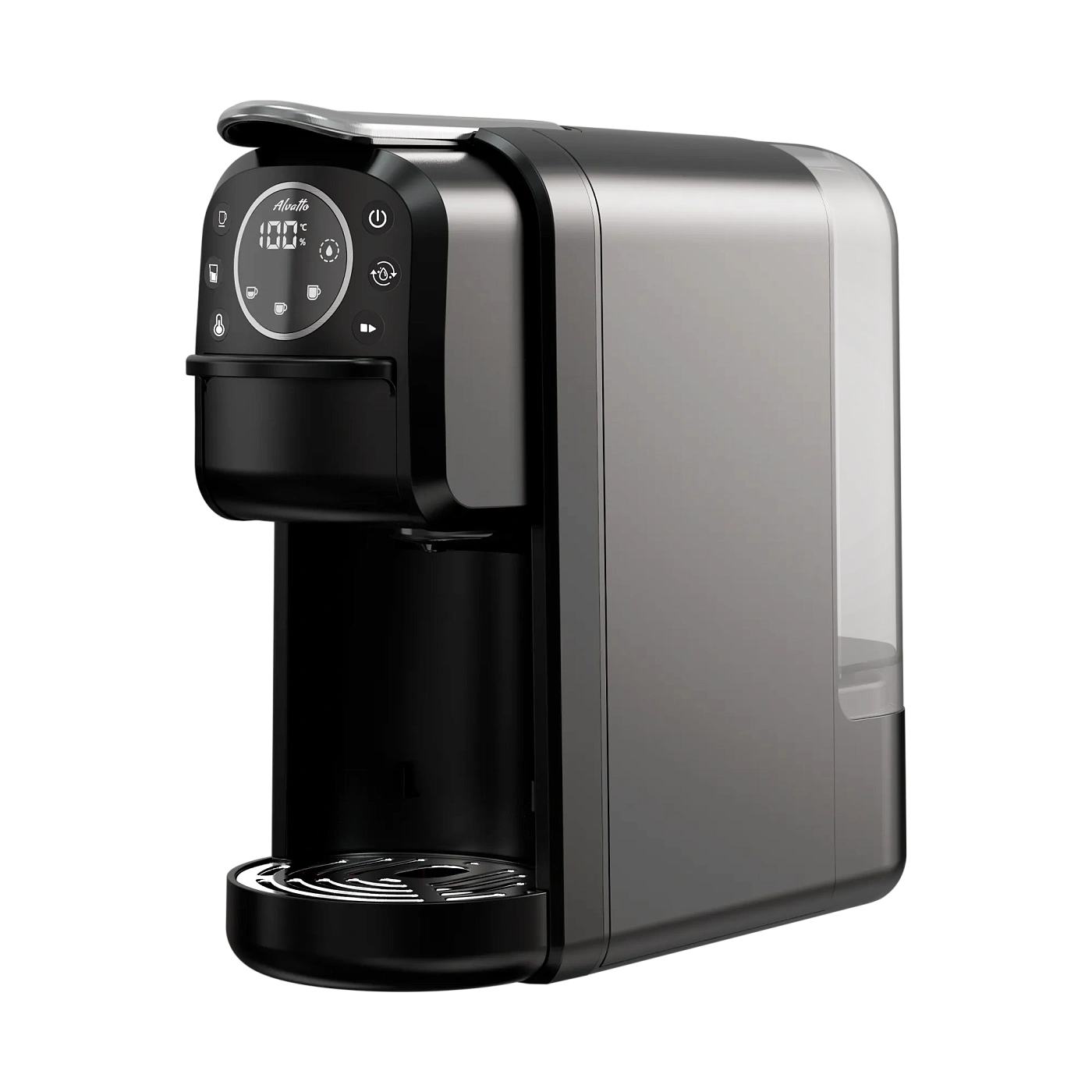 Универсальная кофемашина Альватто Прима Про 4-в-1 для капсул Неспрессо, Дольче Густо и молотого кофе, металлик, 20 бар