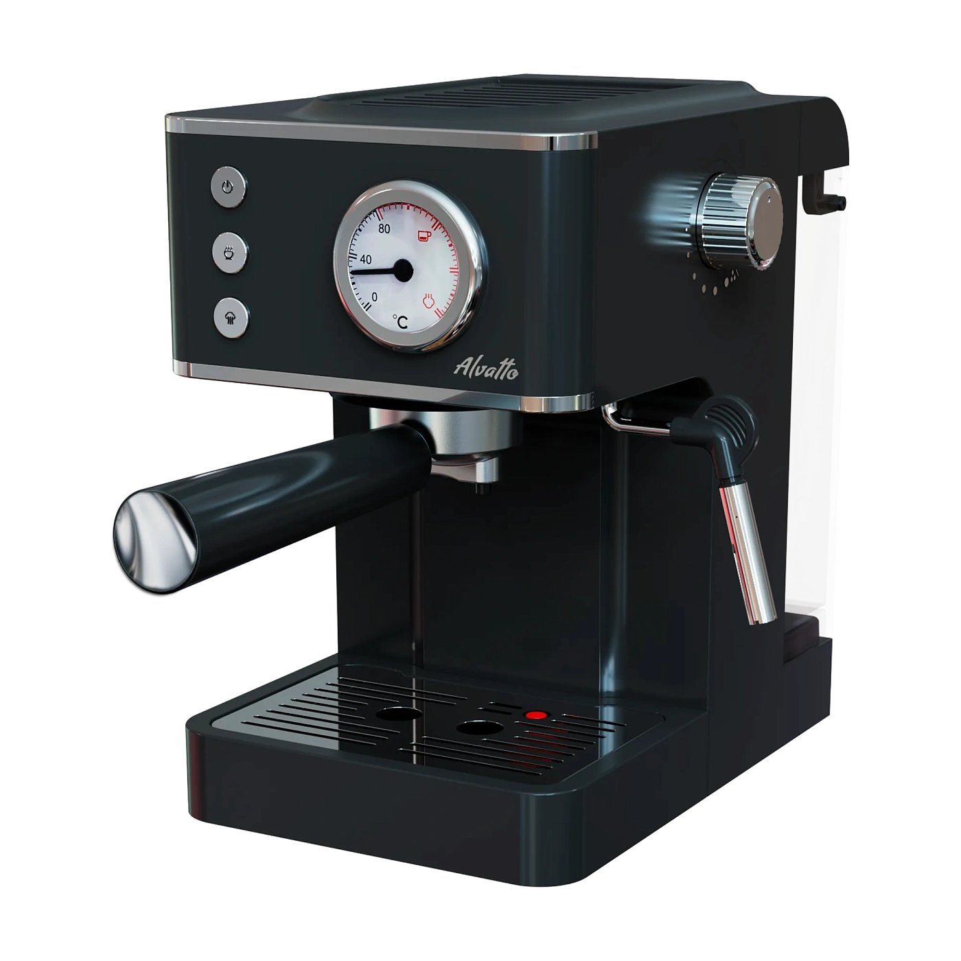 Рожковая кофемашина Альватто Корнет с ручным капучинатором, графит, 20 бар