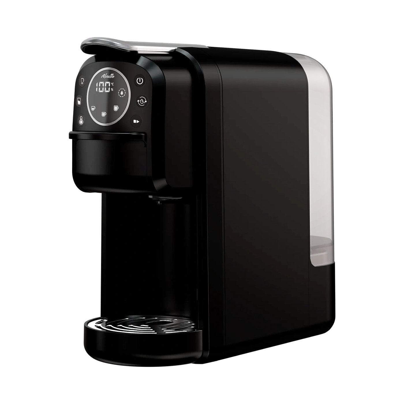 Универсальная кофемашина Альватто Прима Про 4-в-1 для капсул Неспрессо, Дольче Густо и молотого кофе, черная, 20 бар